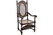 Jacobean Revival Carved Oak Throne Armchair Chair x  