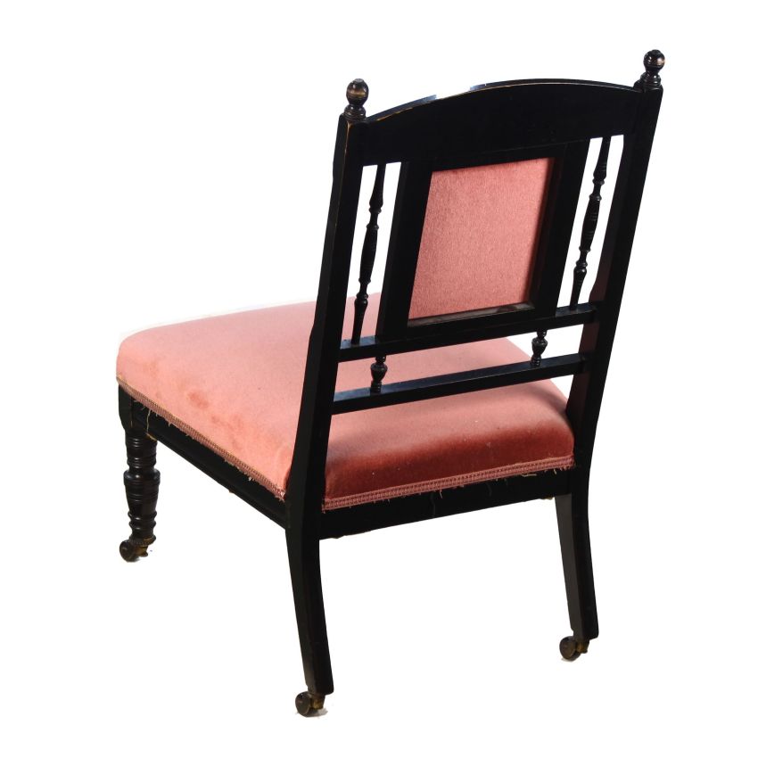 Aesthetic Movement Victorian Antique Ebonised Bedroom Boudoir Nursing Chair